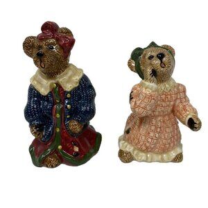 Vintage Bearware Pottery Louella & Hedda Singers Bears Salt And Pepper Shakers